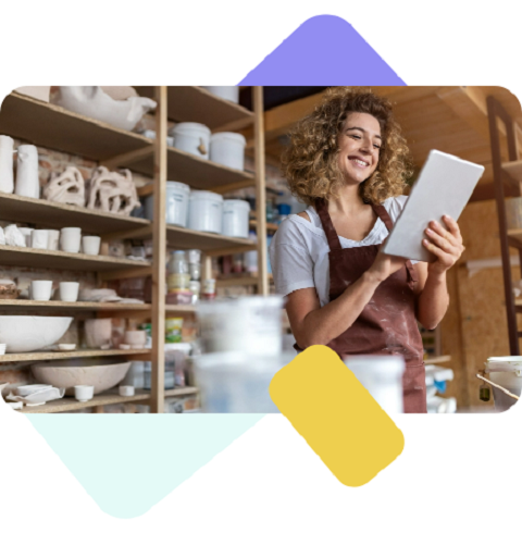 Woman looking at a tablet